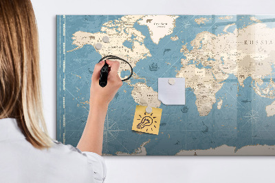 Magnetic drawing board Vintage world map