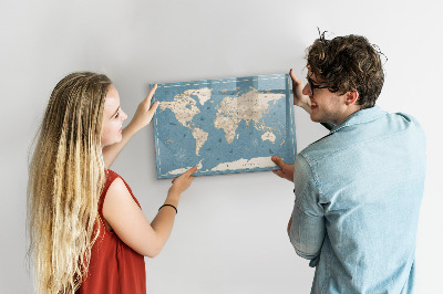 Magnetic erase board Vintage world map