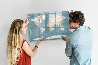 Magnetic drawing board Vintage world map
