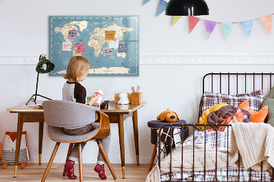 Magnetic drawing board Vintage world map