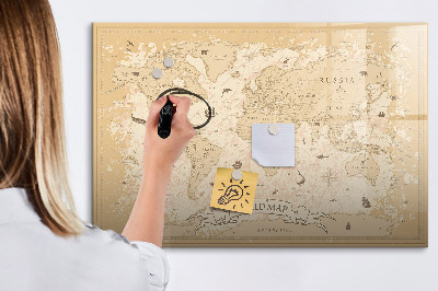 Magnetic writing board Vintage world map