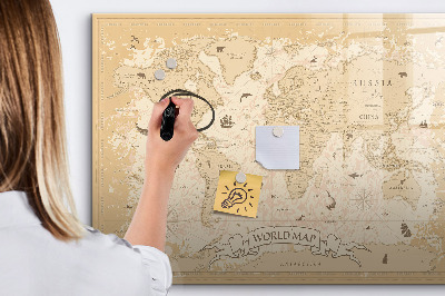 Magnetic drawing board Vintage world map