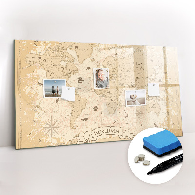 Magnetic drawing board Vintage world map