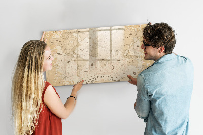Magnetic drawing board Vintage world map
