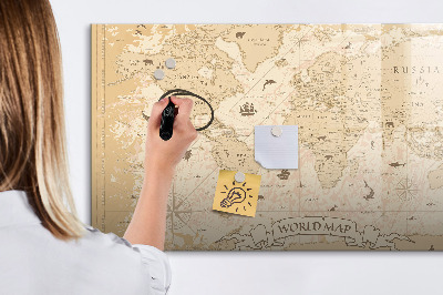 Magnetic drawing board Vintage world map
