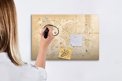 Magnetic drawing board Vintage world map