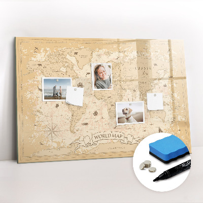 Magnetic drawing board Vintage world map