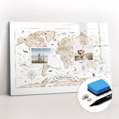 Magnetic erase board Vintage world map