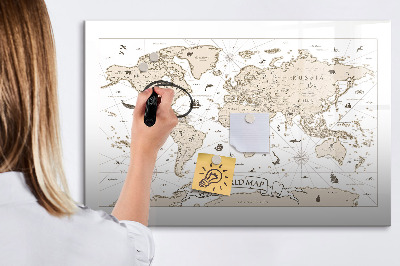 Magnetic erase board Vintage world map