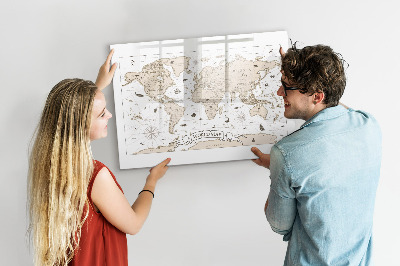 Magnetic erase board Vintage world map