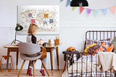 Magnetic erase board Vintage world map