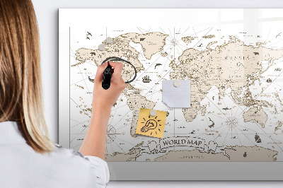 Magnetic erase board Vintage world map