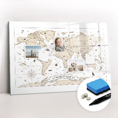 Magnetic erase board Vintage world map