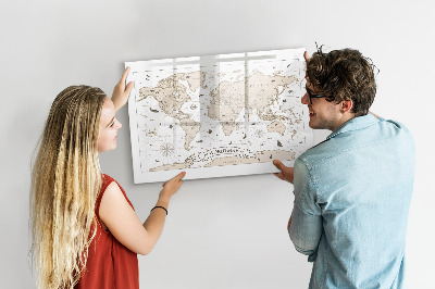 Magnetic erase board Vintage world map