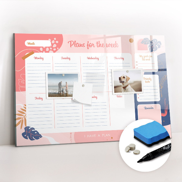 Magnetic writing board Weekly planner