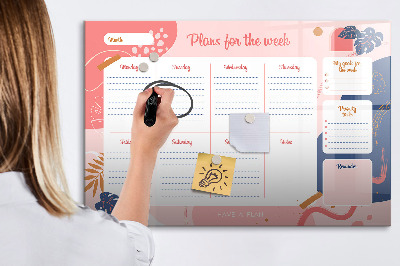 Magnetic writing board Weekly planner