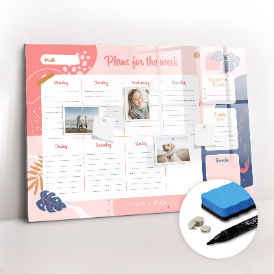 Magnetic writing board Weekly planner