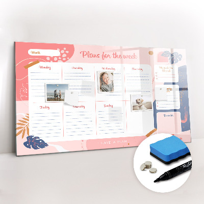 Magnetic writing board Weekly planner