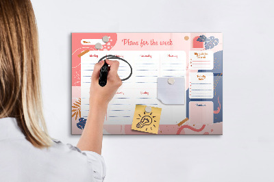 Magnetic writing board Weekly planner