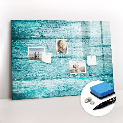Magnetic drawing board Blue old wood