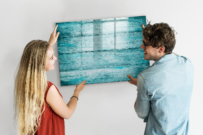 Magnetic drawing board Blue old wood