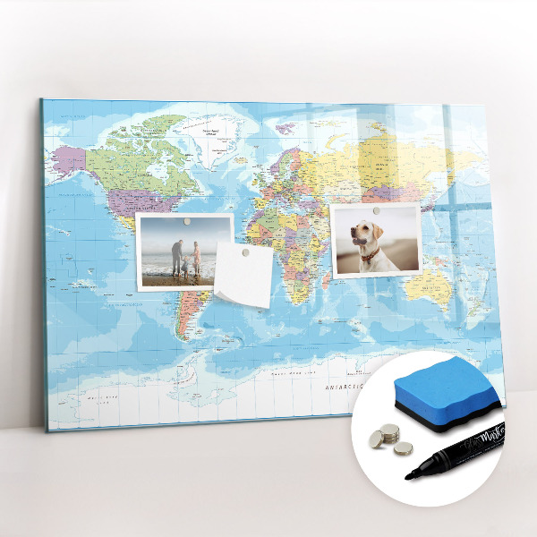 Magnetic drawing board Political map of the world