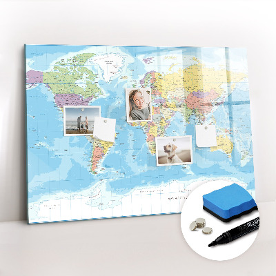 Magnetic drawing board Political map of the world