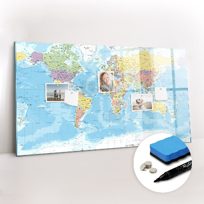 Magnetic drawing board Political map of the world