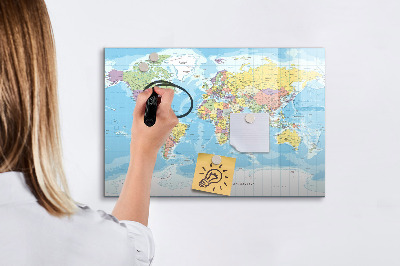 Magnetic drawing board Political map of the world