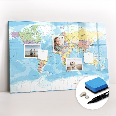 Magnetic drawing board Political map of the world