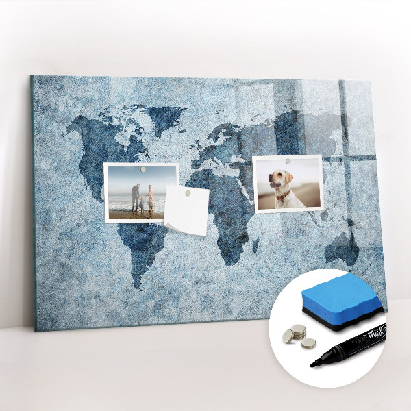 Magnetic writing board Painted world map