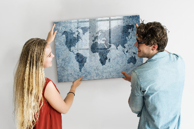 Magnetic writing board Painted world map