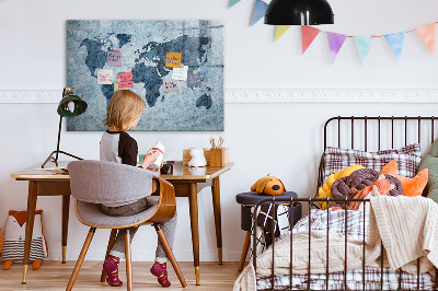 Magnetic writing board Painted world map