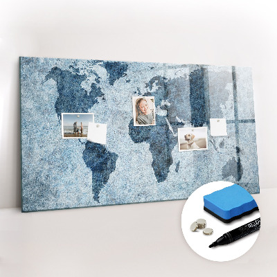 Magnetic writing board Painted world map