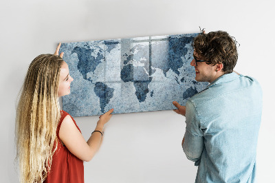 Magnetic writing board Painted world map