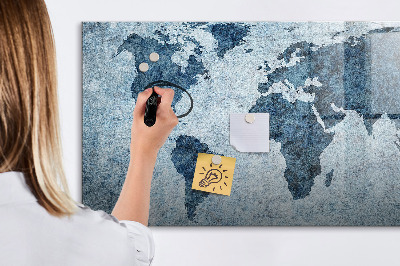 Magnetic writing board Painted world map
