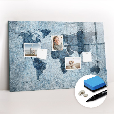 Magnetic erase board Painted world map