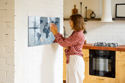 Magnetic writing board Painted world map