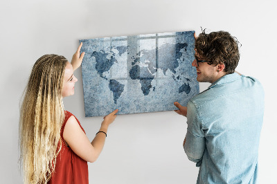 Magnetic writing board Painted world map