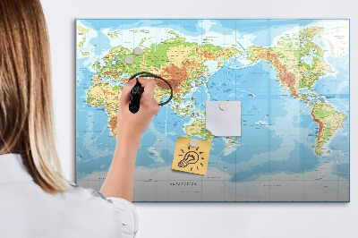 Magnetic drawing board Physical map of the world