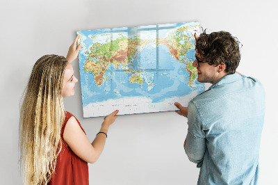 Magnetic drawing board Physical map of the world