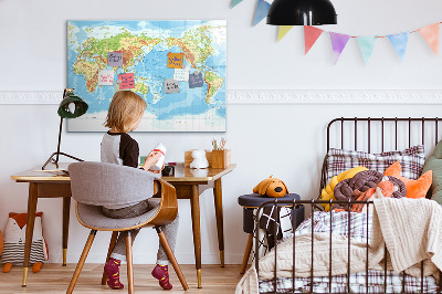 Magnetic drawing board Physical map of the world