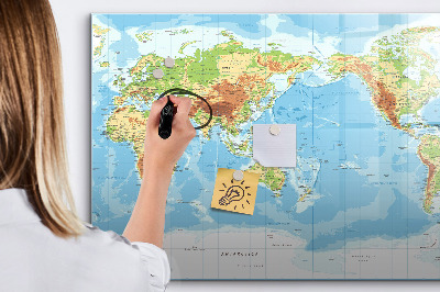Magnetic drawing board Physical map of the world