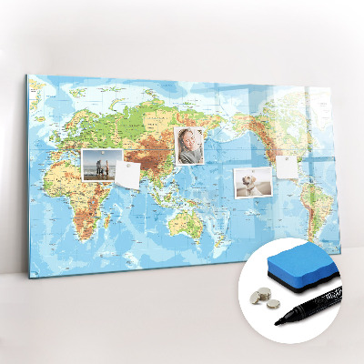 Magnetic drawing board Physical map of the world