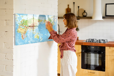 Magnetic drawing board Physical map of the world