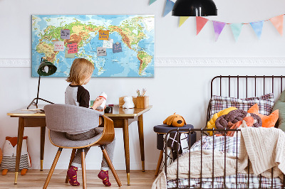 Magnetic drawing board Physical map of the world