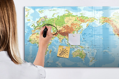 Magnetic drawing board Physical map of the world