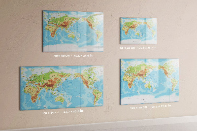Magnetic drawing board Physical map of the world