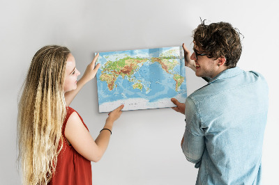 Magnetic drawing board Physical map of the world