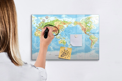 Magnetic drawing board Physical map of the world